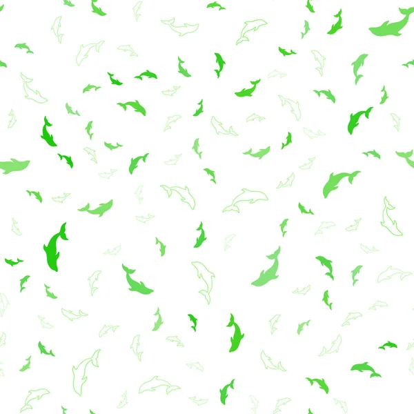 Modèle Sans Couture Vecteur Vert Clair Avec Dauphins Illustration Abstraite — Image vectorielle