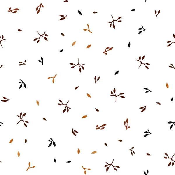 Vecteur Orange Foncé Agencement Sans Couture Doodle Avec Des Feuilles — Image vectorielle