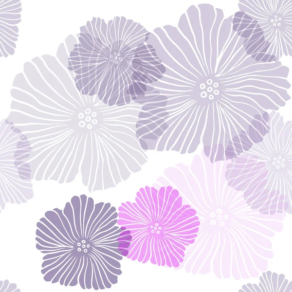Dark Purple vector seamless natural pattern with flowers. — Stock Vector