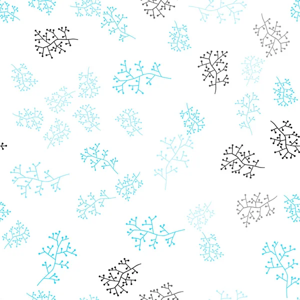 Açık mavi vektör Dikişsiz şık duvar kağıdı dalları ile. Yaprakları, dalları ile Doodle tarzında renkli Illustration. Duvar kağıdı, kumaş üreticileri için tasarım.