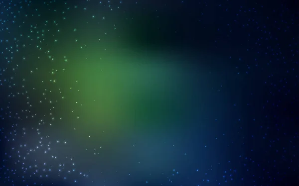 Dunkelgrünes Vektormuster Mit Sternen Nachthimmel Leuchtende Farbige Illustration Mit Hellen — Stockvektor