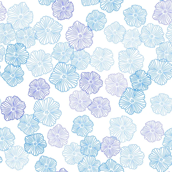 Oscuro Vector Azul Obra Arte Natural Sin Costuras Con Flores — Vector de stock