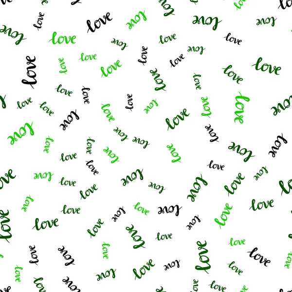 Ανοιχτό Πράσινο Διάνυσμα Απρόσκοπτη Φόντο Λόγια Της Αγάπης Πολύχρωμη Απεικόνιση — Διανυσματικό Αρχείο