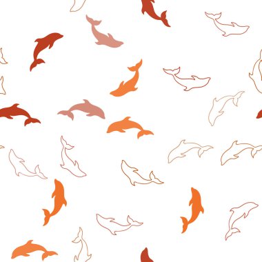 Okyanus yunusları ile açık kırmızı vektör Dikişsiz zemin.