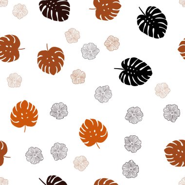 Çiçekler, yaprakları ile koyu kırmızı vektör Dikişsiz doğal desen. Yaprakları ve beyaz arka planda degrade ile çiçekler. Kumaş, duvar kağıtları tasarımı için desen.