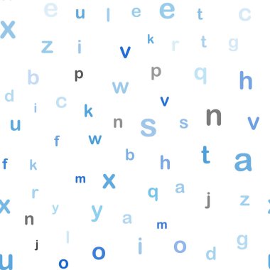 İngilizce semboller ile açık mavi vektör Dikişsiz zemin. ABC İngilizce sembolleri ile modern geometrik çizim. Duvar kağıdı, kumaş üreticileri için tasarım.