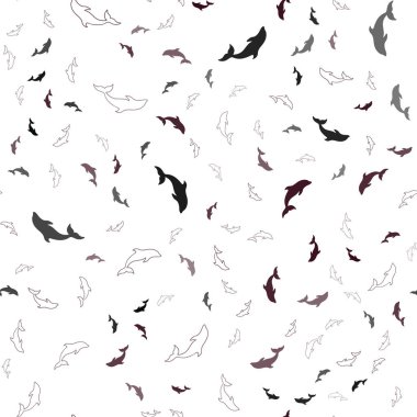 Koyu kırmızı vektör Dikişsiz doku yunuslar ile. Deniz yunusları ile doğal Illustration. Deniz broşürler için desen.