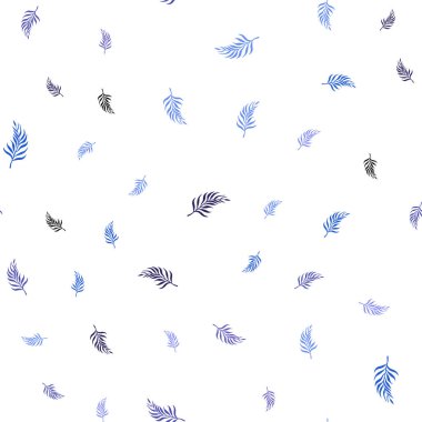 Açık mavi vektör Dikişsiz Doodle yaprakları ile şablon. Bulanık arka planda yaprakları ile Sketchy karalamalar. Kartvizitler, Web siteleri için şablon.