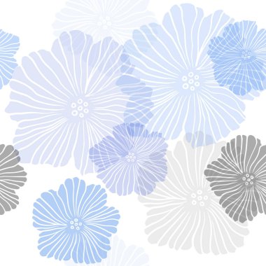 Açık mavi, sarı vektör Dikişsiz zarif çiçekler ile şablon. Çiçekler ile modern soyut illüstrasyon. Pencere jaluzi, perdeler için doku.