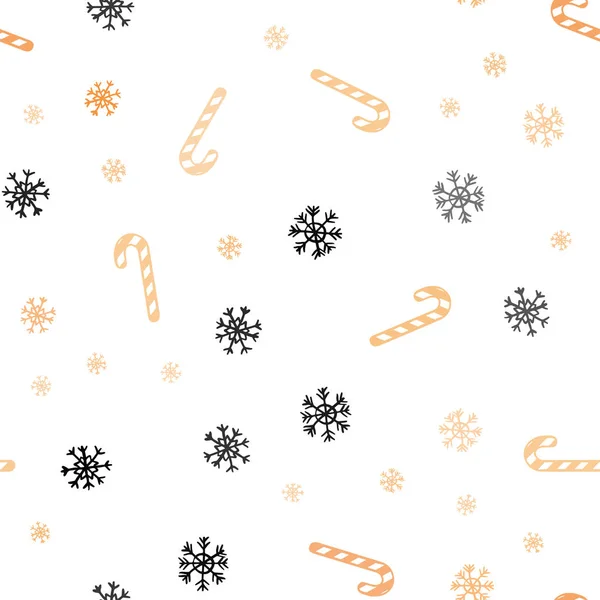 Lichtoranje Vector Naadloze Textuur Met Kerstsnoepjes Snoepjes — Stockvector