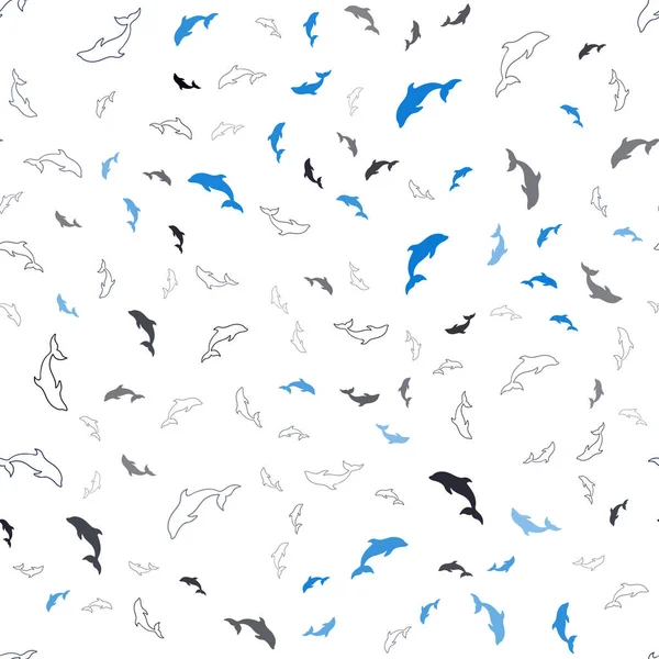 Tmavě Modrá Vektorová Struktura Mořskými Delfíny Moderní Abstraktní Ilustrace Mořskými — Stockový vektor