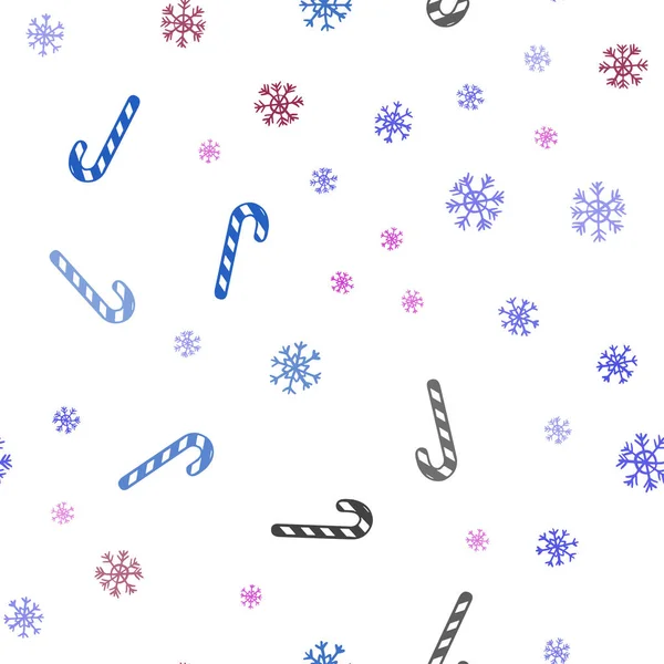 濃い青 おいしいクリスマスのキャンディーと赤ベクトルシームレスなパターン — ストックベクタ
