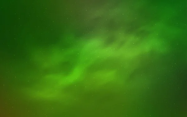 銀河系の星々との明るい緑のベクトル背景 グラデーションでぼやけた抽象的な背景をした宇宙の星 占星術のウェブサイトのパターン — ストックベクタ