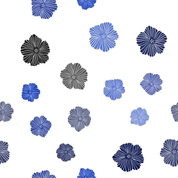 Dunkelblaues Vektornahtloses Doodle Layout Mit Blumen Eine Elegante Helle Illustration — Stockvektor