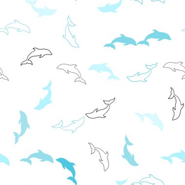 Açık Mavi, Yeşil vektör yunuslar ile sorunsuz arka plan.