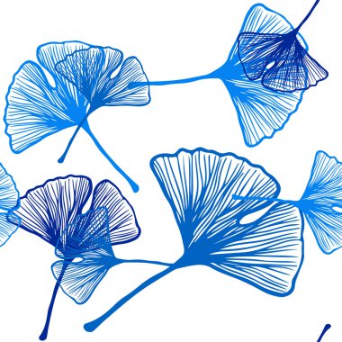 Yaprakları ile Lacivert vektör sorunsuz soyut desen.