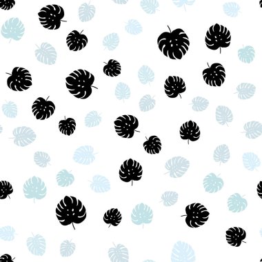 Yaprakları ile Açık Mavi vektör dikişsiz doodle desen.