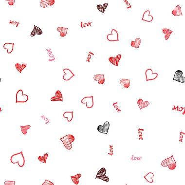 Kelimeler love you, kalpler ile Işık Kırmızı vektör sorunsuz doku.