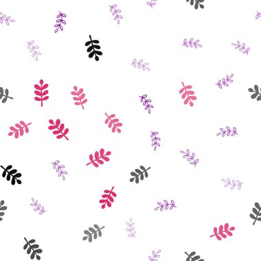 Açık Mor, Pembe vektör dikişsiz karalama arka plan yaprakları ile.