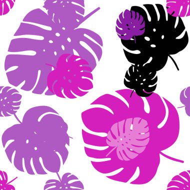 Açık Mor, Pembe vektör yapraklar ile dikişsiz doğal desen.