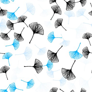 Yaprakları ile Açık Mavi vektör dikişsiz doodle desen.