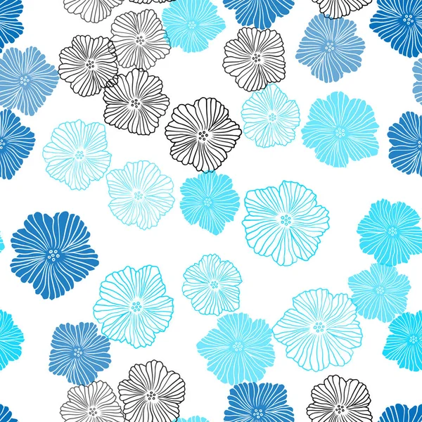 Light BLUE vector seamless abstract backdrop with flowers. — Stock Vector