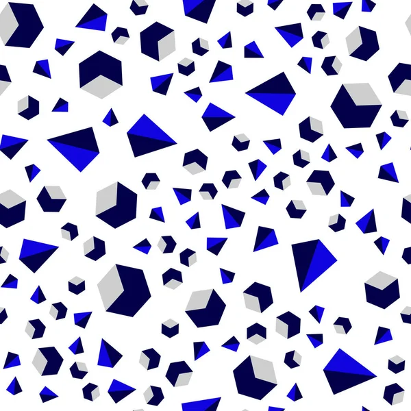 Dark BLUE vector seamless, isometric background with triangles, cubes. — Stock Vector