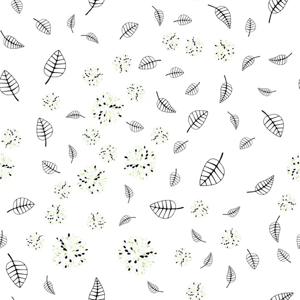 Yaprak, çiçek ile Açık Yeşil vektör sorunsuz doğal desen. Yaprakları ve çiçekleri ile Glitter soyut illüstrasyon. Pencere panjur, perde tasarımı için desen.