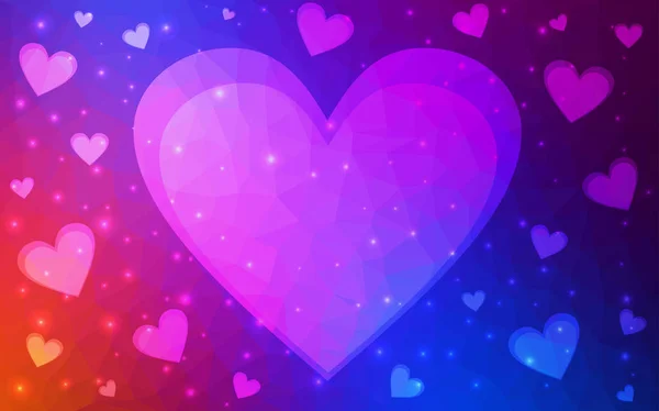 Ljusblå, röd vektor bakgrund med söta hjärtan. — Stock vektor