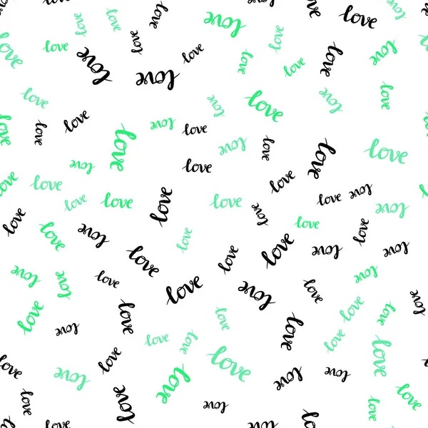 Texture Transparente Vecteur Vert Clair Avec Des Mots Love You — Image vectorielle