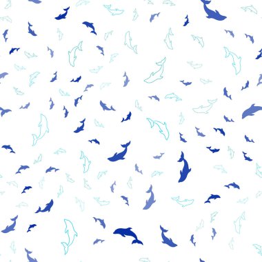 Açık Mavi, Yeşil vektör yunuslar ile sorunsuz arka plan.