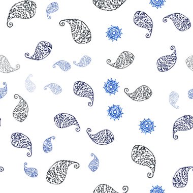 Koyu Mavi, Kırmızı vektör yaprak ve çiçekler ile sorunsuz doğal sanat. Beyaz arka planda degradeli yapraklar ve çiçekler. Kumaş tasarımı için desen, duvar kağıtları.