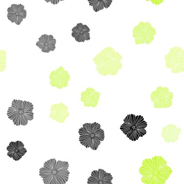 Açık Yeşil, Sarı vektör çiçeklerle zarif şablon. Beyaz arka plan üzerinde çiçek dekoratif tasarım. Kartvizitler, web siteleri için şablon.