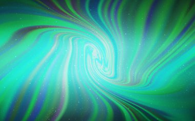 Gece gökyüzü yıldızlar ile açık yeşil vektör deseni. Soyut şablonda gökyüzü yıldızlarıyla Shining Illustration. Kozmik arka planlar için şablon.