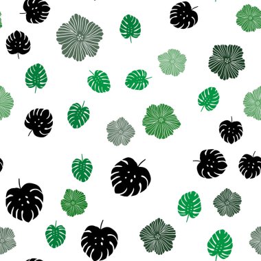 Açık Mavi, Yeşil vektör çiçekler, yapraklar ile sorunsuz soyut desen.