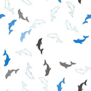 Yunuslar ile Açık Mavi vektör dikişsiz doku.
