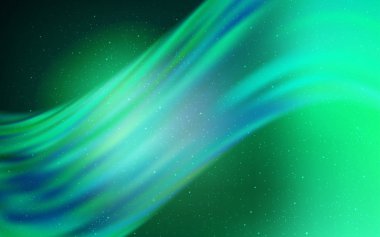 Kozmik yıldızlı açık yeşil vektör düzeni. Parlak astronomik yıldızlı parlak renkli çizimler. Astroloji web siteleri için desen.