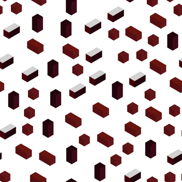 Dark Red vector seamless, isometric background with rectangles. — Stock Vector