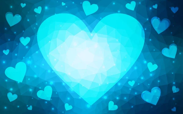 DARK BLUE векторный фон с сердцами . — стоковый вектор