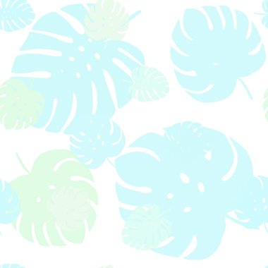 Yaprakları ile Açık Mavi vektör sorunsuz doodle şablonu.