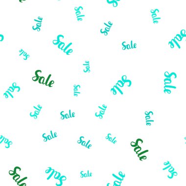 Satış işaretleri ile Açık Yeşil vektör dikişsiz desen. Satış renkli degrade sembolleri ile soyut illüstrasyon. İş ilanları, reklamlar için tasarım.