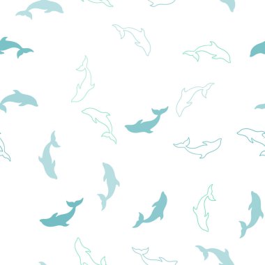 Açık Mavi, Yunuslar ile Yeşil vektör dikişsiz doku.