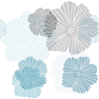 Çiçeklerle Açık Mavi vektör dikişsiz zarif arka plan.