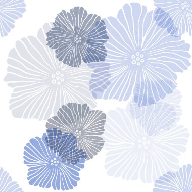 Çiçeklerle Lacivert vektör sorunsuz soyut tasarım.