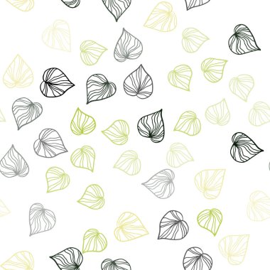 Açık Yeşil, Sarı vektör yaprakları ile kesintisiz doğal arka plan.