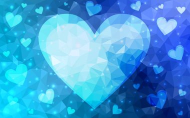 Hafif mavi vektör şablon doodle yürekleri.