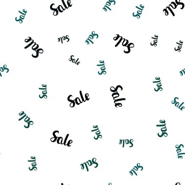 Koyu Mavi, Yeşil vektör simbol satış ile dikişsiz doku. Beyaz arka planda degradeli renkli satış sözcükleri. İş ilanları, reklamlar için tasarım.