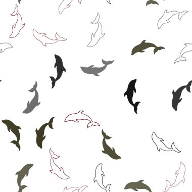 Koyu kırmızı vektör Dikişsiz yunuslarla şablon.