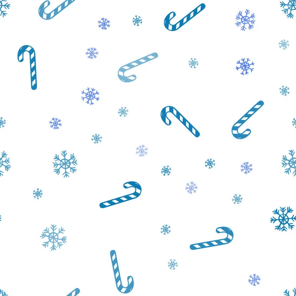 Hellblauer Vektor nahtloser Hintergrund mit süßen Weihnachtslutschern. — Stockvektor