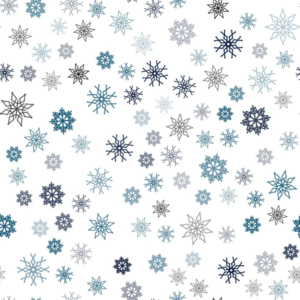 Oscuro vector azul cubierta sin costuras con hermosos copos de nieve . — Vector de stock